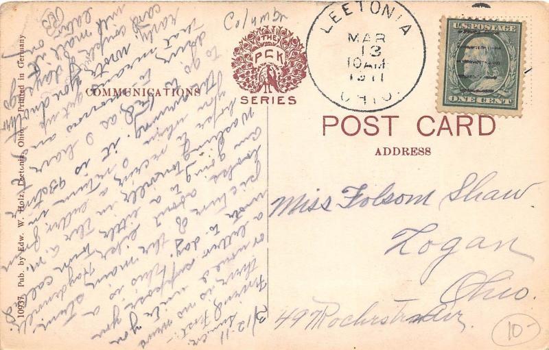 E31/ Leetonia Ohio Postcard 1911 Main Street People Stores 4