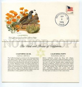 492732 USA 1978 Arthur Singer bird flower California Quail Poppy card