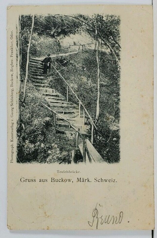 Germany Gruss aus Buckow Märkischen Schweiz Teufelsbruke 1899 Berlin Postcard L1