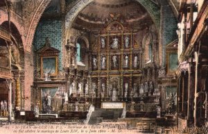 France, Interieur De L'Eglise Parish Church St-Jean-De-Luz Vintage Postcard
