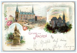 1900 Market Church Monument Gruss Aus Aachen Germany Multiview Postcard