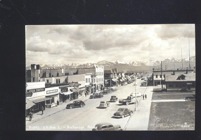 RPPC ANCHORAGE ALASKA DOWNTOWN MAIN STREET SCENE 1930's CARS REAL PHOTO POSTCARD