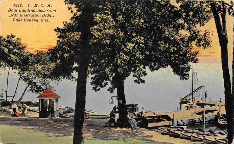 YMCA Camp Boat Landing Lake Geneva Wisconsin 1910c postcard