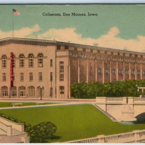 c1940s Des Moines, IA Coliseum Locust Event Venue Destroyed by Fire 1949 PC A251