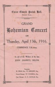 Bohemian Concert Edison Road Enfield London WW1 War Old Theatre Programme