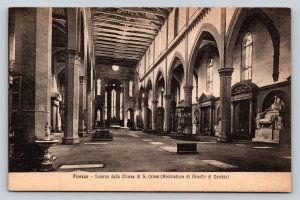 Church of S. Croce Interior View FLORENCE Italy Vintage Postcard A17