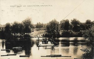 Dalton NH Ferry Boat on Connecticut River Old Car Real Photo Postcard