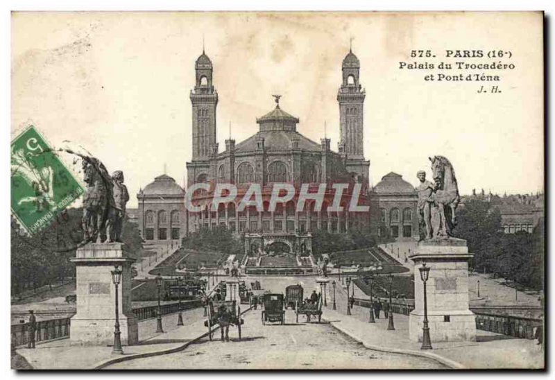 Old Postcard Paris Trocadero Palace and Bridge & # 39Iena