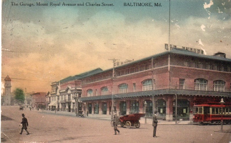 12950 The Garage, Mount Royal Avenue & Charles Street, Baltimore Maryland 1910