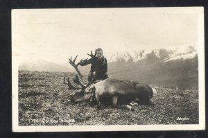 RPPC CARIBOU HUNTING ALASKA JOHNSTON VINTAGE REAL PHOTO POSTCARD