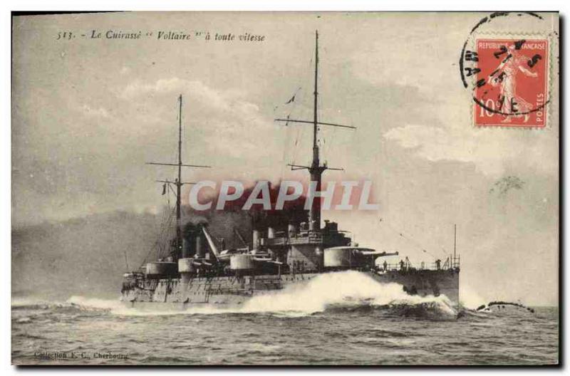 Old Postcard Boat War Dreadnoughts Voltaire full speed Breastplate