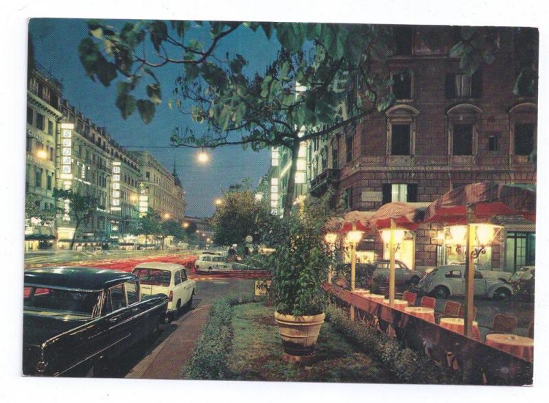 Italy Roma Via Veneto di Notte Rome by Night 4X6 Postcard