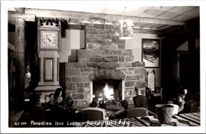 RPPC Paradise Inn Lobby, Rainier National Park WA Vintage Postcard V69