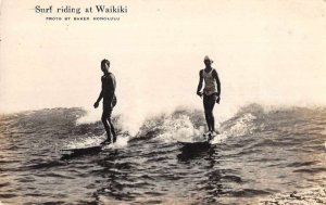 Waikiki Hawaii Surf Riders Surfing Baker Real Photo Vintage Postcard AA9540