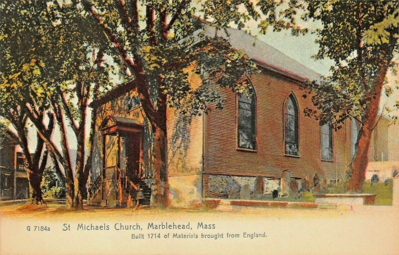 MARBLEHEAD MA~ST MICHAELS CHURCH-BUILT 1714 ~1900s ROTOGRAPH PHOTO POSTCARD