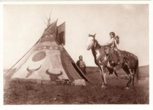 Assiniboine Painted Teepee and Horse ? Modern Postcard