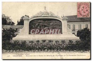 Postcard Old Chartres high Monument in Memory of Pastor Experiences on Immuni...