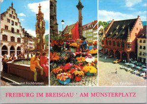Postcard Germany Freiburg - Münsterplatz multiview
