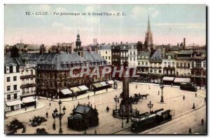 Old Postcard panoramic LilleVue on the Grand Place