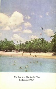 barbados, B.W.I., The Beach at The Yacht Club (1960s) Postcard