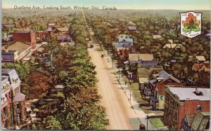 Ouellette Avenue Windsor Ontario ON Birdseye Land of the Maple Postcard H60