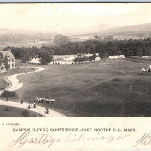 1905 Northfield, MA Campus Conference AR Levering Postcard Tent Camp Photo A117