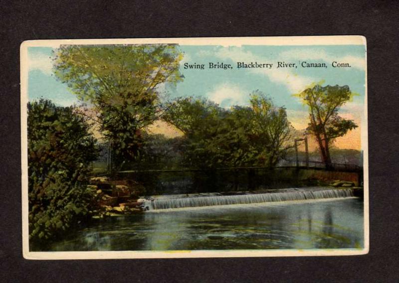 CT Swing Swinging Bridge Blackberry River Canaan Connecticut Postcard Vintage