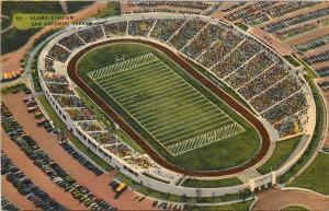 Vintage Linen Postcard; Alamo Football Stadium, San Antonio TX Sports unposted