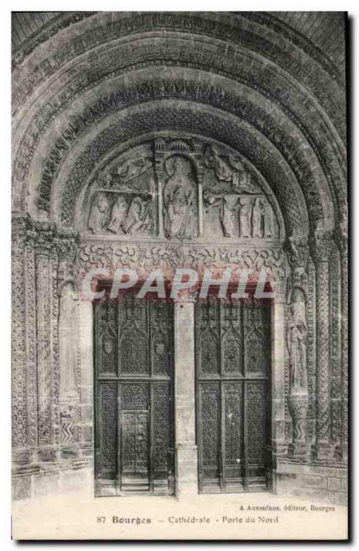 Old Postcard Bourges Cathedrale North Gate