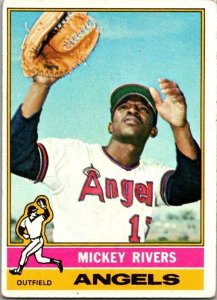 1976 Topps Baseball Card Mickey Rivers California Angels sk13412