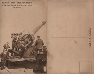 BRITISH NAVAL ANTI-AIRCRAFT GUN IN ACTION ANTIQUE POSTCARD