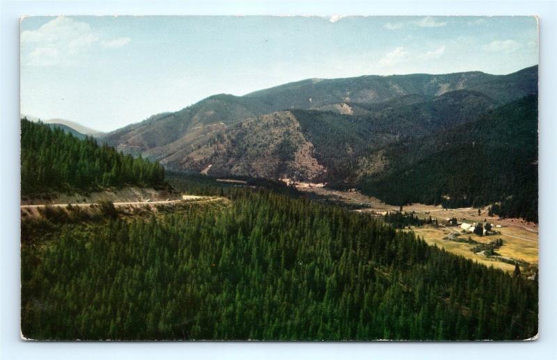 Postcard ID Mullan Lookout Pass on Highway 10 Airview of Mining Town L08