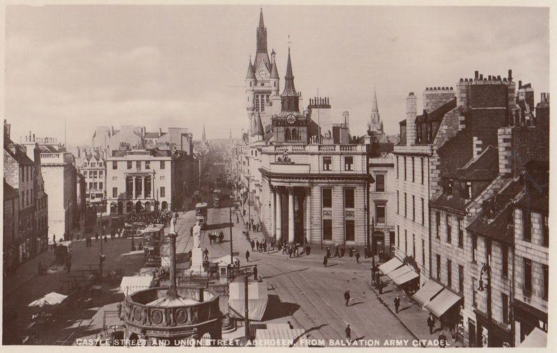 Union Street from the Salvation Army Centre Aberdeen Old Real Photo Postcard