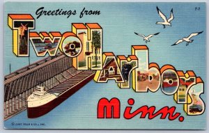 K31/ Two Harbors Minnesota Postcard c1910 Large Letter Greetings from 318