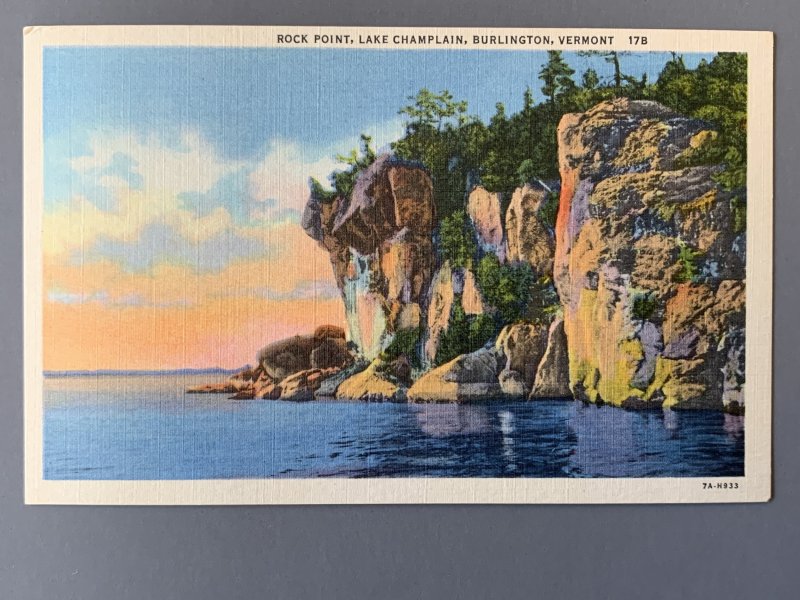 Lake Champlain Burlington VT Landscape Linen Postcard A1141091738