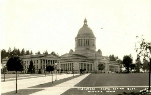 Vintage RPPC Cars At Washington State Capitol Building Olympia, WA Real Photo F1 