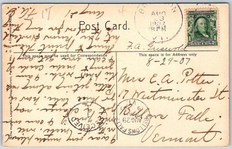 Brandon Vermont 1907 Postcard Town Hall