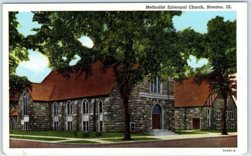 STREATOR, Illinois  IL    METHODIST EPISCOPAL CHURCH  ca 1940s Linen   Postcard