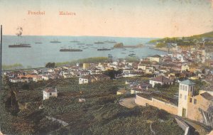 FUNCHAL MADEIRA CAPETOWN SOUTH AFRICA PAQUEBOT SHIP CANCEL TO UK POSTCARD 1920
