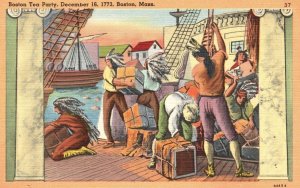 Vintage Postcard Boston Tea Party Indians Harbor December 16 1773 Massachusetts
