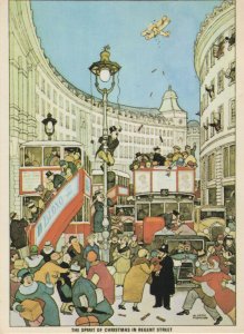 Regent Street London Transport Rush Hour Chaos Comic FDC Postcard