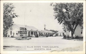 Henryetta Oklahoma OK Ellis Down Tourist Courts Motel Vintage Postcard