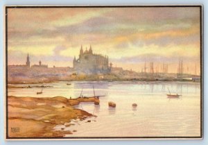 Palma Spain Postcard View of Palma with Cathedral from Son Alegre c1910 Art