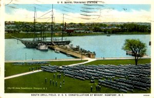 RI - Newport, US Naval Training Station. So. Drill Field, USS Constellation