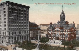 WINNIPEG , Manitoba , Canada , 1911 ; City Hall & Union Bank