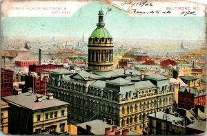 1906 Postcard UDB Baltimore Maryland MD Birds Eye View Baltimore City Hall N17