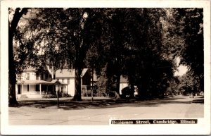 Real Photo Postcard Residence Street in Cambridge, Illinois