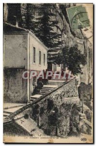 Old Postcard La Sainte Baume The conduissant Stairs to the cave