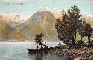 Nordfjord Norway Scenic Coast View Rowboats Antique Postcard K19122