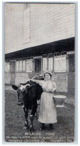 1922 Milking Time Hershey Chocolate Co. Milk Maid Hershey Pennsylvania Postcard